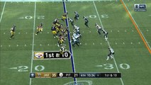 Pittsburgh Steelers quarterback Ben Roethlisberger floats pass to wide receiver Antonio Brown for 27 yards