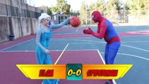 Frozen Elsa and Spiderman BASKETBALL GAME w/ Frozen Elsa and Spiderman vs Basketball Game Superhero