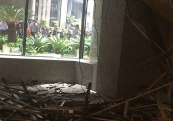 Debris Fills Indonesia Stock Exchange Lobby After Balcony Collapse