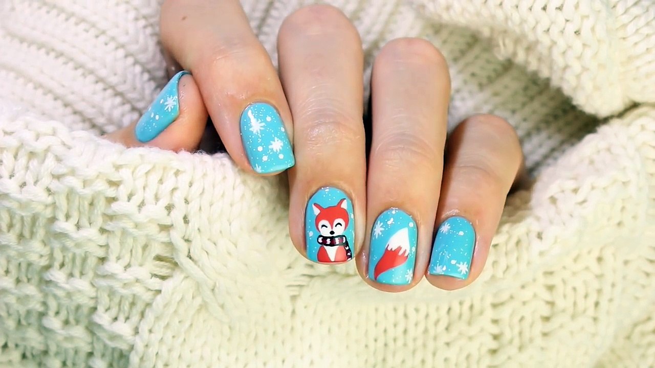 Красивый маникюр Лиса | Beautiful Fox in a scarf nail art tutorial