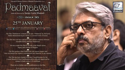 Padmaavat FINAL DISCLAIMER Before Movie Releases | Sanjay Leela Bhansali