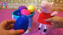 huevos sorpresa de colores en un cubo gigante con dibujos de peppa pig en español para niños 2017