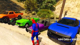 Offroad Cars Party in Funny Spiderman Cartoon for Kids with Nursery rhymes songs