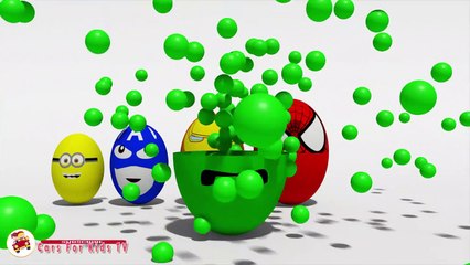 Learn Colors With SURPRISE EGGS Street Vehicles for Kids - Cartoon Minions Hulk IronMan Spider