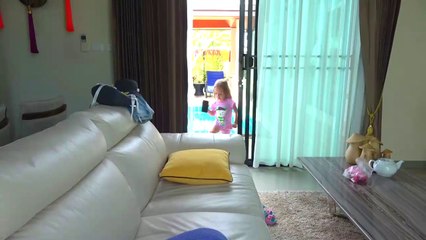 Funny Baby Driving Parents Car and go to sea in Real Life Kids Pretend Play by Lea