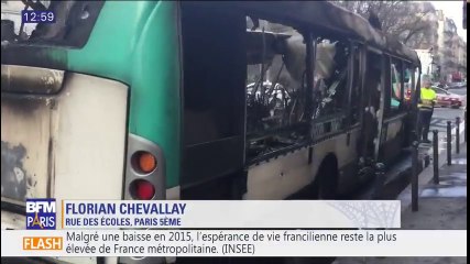 Un bus de la RATP détruit par les flammes ce matin à Paris