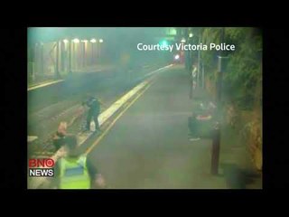 CCTV footage captures moment Australian police save woman trapped on train track
