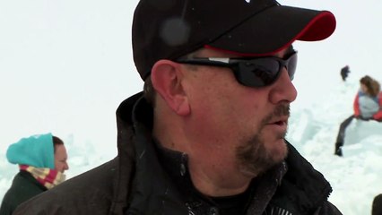 Ice Shove Creates Mountains Along Lake Erie Shore