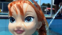 Elsia and Anna Toddlers Swimming Pool Giant Water Slide Disney Princess Dolls Frozen Toys In Action