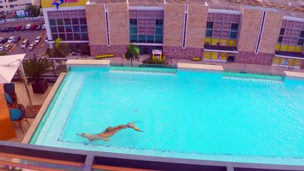 Mermaid Melissa Swims At Event In A Rooftop Transparent Salt Water Pool