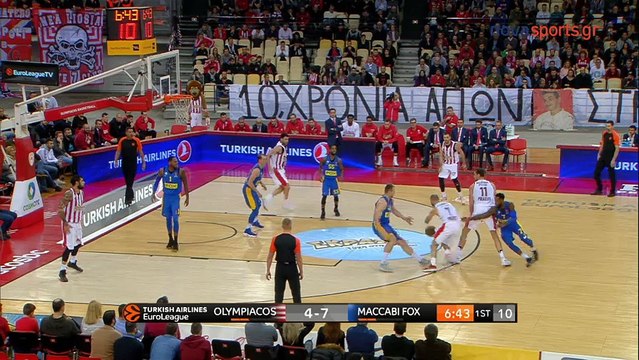 Μαγική πάσα του Παπανικολάου στον Μιλουτίνοβ για το κάρφωμα -Ολυμπιακός vs Μακάμπι - 16.01.2018