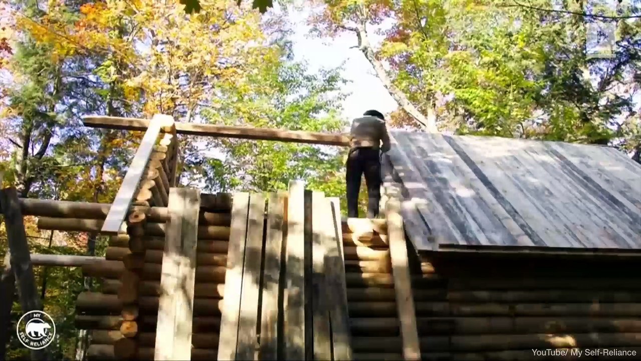Man Builds Beautiful Log Cabin from Scratch