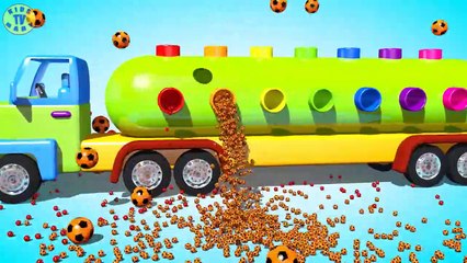 Learn Colors With 3D Colored Soccer Balls and Truck For Kids Chil
