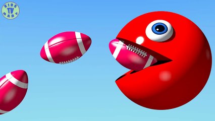 Learn Colors With 3D Rugby Ball and Pacman For Kids Children Babies-6jPZTLYjKd0