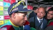 Miguel Angel Lopez entrevista en meta, etapa 17 Vuelta