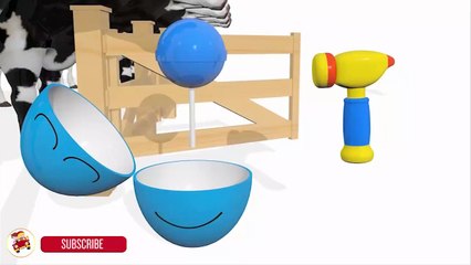 Learn Colors With Surprise Eggs Ice Cream Lollipop Cow C