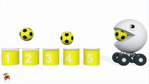 Learn Colors With Pacman Soccer Balls for Children  - Colours for Kids to