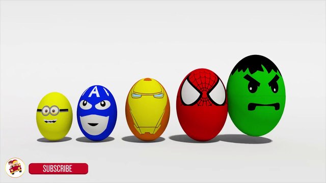 Learn Colors With SURPRISE EGGS Street Vehicles for Kids - Cartoon Minions Hulk IronMan Spiderman-