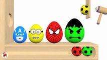 Learn Colors With Surprise Eggs Xylophone Hammer -  Eggs Soccer Balls for