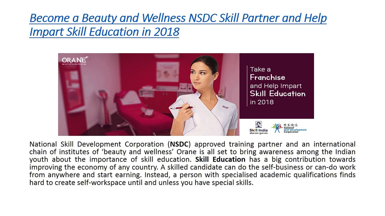Beauty and Wellness NSDC Skill Partner and Help to Impart Skill Education in 2018