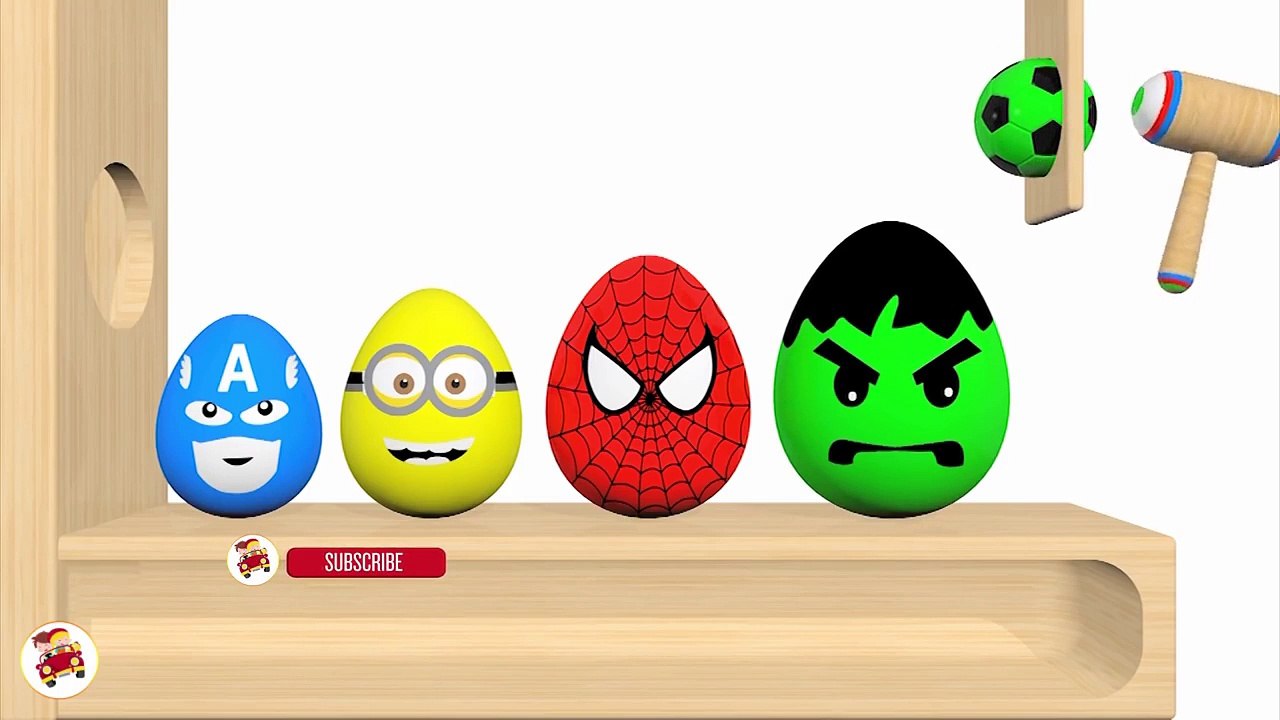 Learn Colors With Surprise Eggs Xylophone Hammer -  Eggs Soccer Balls for Kids-vJy05wCSC38