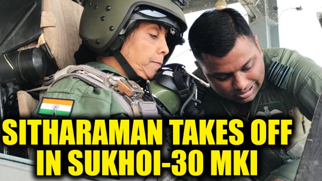 Defence Minister Nirmala Sitharaman takes off in a Sukhoi-30 fighter jet, Watch | Oneindia News