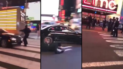 Un policier se fais renverser par un conducteur fou à Time Square