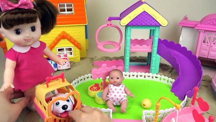 Little Dog house and Baby doll toys play