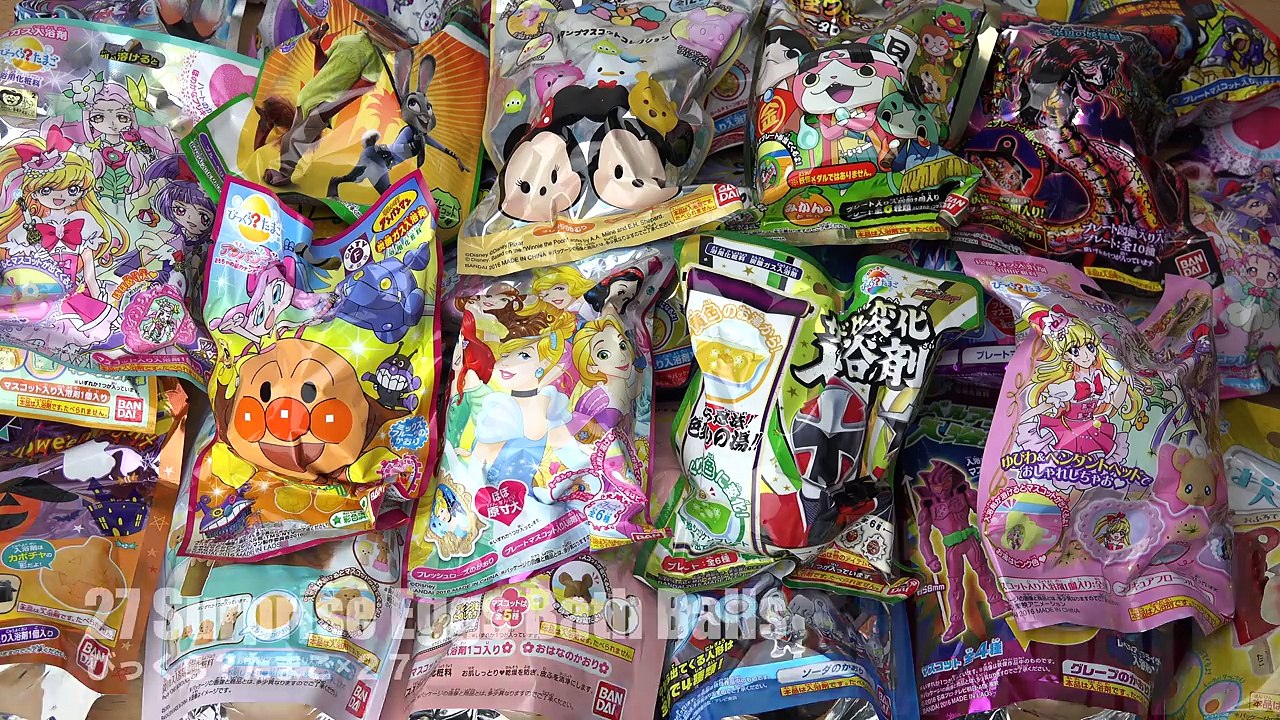 27 Surprise Eggs Disney Princess Zootopia Tsum Tsum Pixar Pokemon Dragon Ball Anpanman Bath Balls