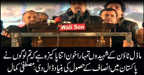 Mustafa Kamal speaks to protesters at Mall Road