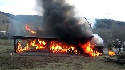 Yanan evden eşyalarını kurtarmaya çalıştılar (1) - BOLU