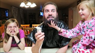 7 KIDS SHAVE THEIR DADS HUGE BEARD!!