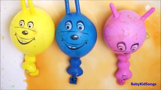 5 Wet Balloons Faces - TOP Learn Colours Water Balloon Finger Nursery Compilation
