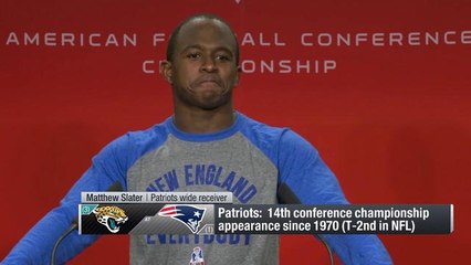 Matthew Slater rocks a 'New England vs. Everybody' T-shirt to press conference