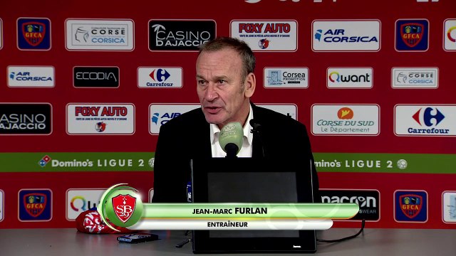 Réaction d'Albert Cartier et Jean-Marc Furlan après Gazélec Ajaccio - Stade Brestois 29