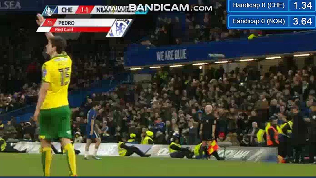 Pedro Gets Red Card HD - Chelsea 1-1 Norwich City 17.01.2018