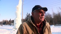 `Ice Man` Creates 30-Foot Ice Spectacle at His Ohio Home