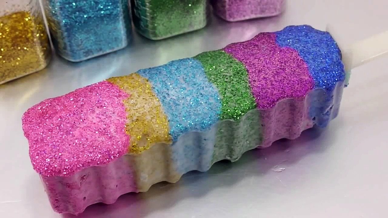 How To Make Glitter Ice Cream Slime Freeze 반짝이 아이스크림 액체괴물 만들기 액괴 얼리기 아이스바 흐르는 점토 슬라임 놀이