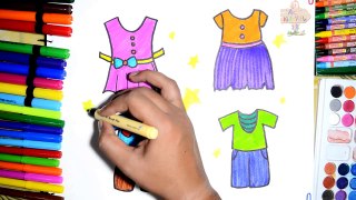Draw Color Paint Baby Cute Dresses Coloring Pages and Learn Colors for Kids