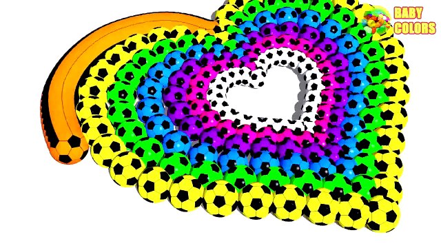 ♥ ⚽ Learn Colors with a lot of Soccer Balls and 3D Heart & Star for Kids Toddlers Babies