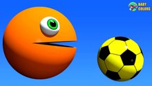 ⚽ Learn COLORS With 3D Growing Soccer Ball And Funny PACMAN F