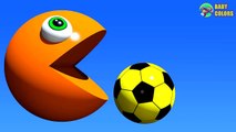 ⚽ Learn COLORS With 3D Growing Soccer Ball And Funny PACMAN For Kids Toddlers