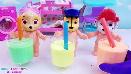Learn Colors Paw Patrol Baby Doll Bath Paint Blending Smoothies Cutting Squishies
