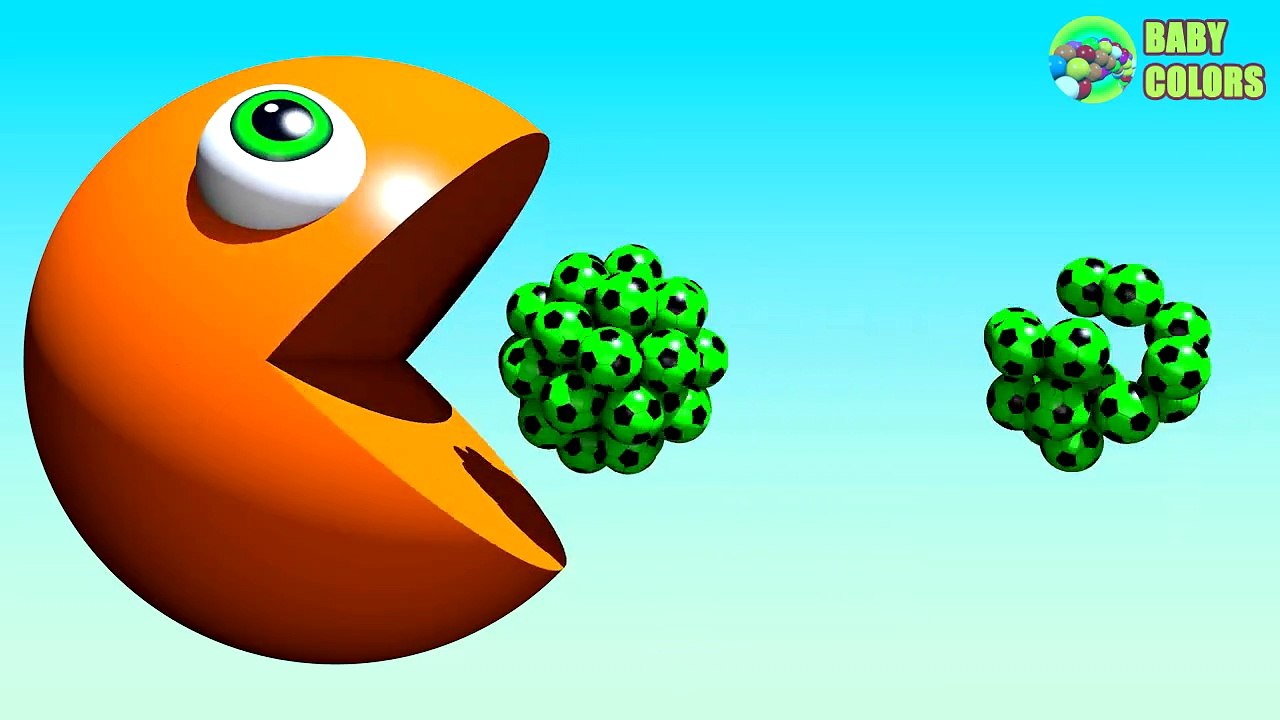 ⚽ Learn COLORS With 3D Soccer Ball And PACMAN F...