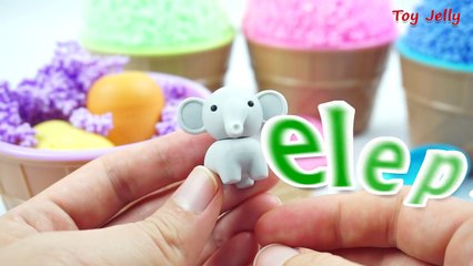Foam Clay Ice Cream Surprise Toys and Learn Animals, Colors with Eraser Toys Jelly Stickers