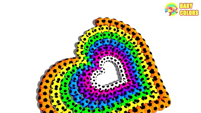 ♥ ⚽ Learn Colors with a lot of Soccer Balls and 3D Heart & Star for Kids Toddlers Babies-IZX6o