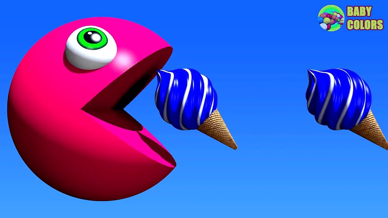 Learn COLORS With 3D ICE CREAM And PACMAN For Kids Babies Toddlers-RWiRc7L9XPY