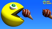 Learn COLORS With 3D ICE CREAM And PACMAN Fo