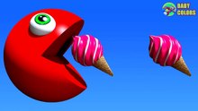 Learn COLORS With 3D ICE CREAM And PACMAN For