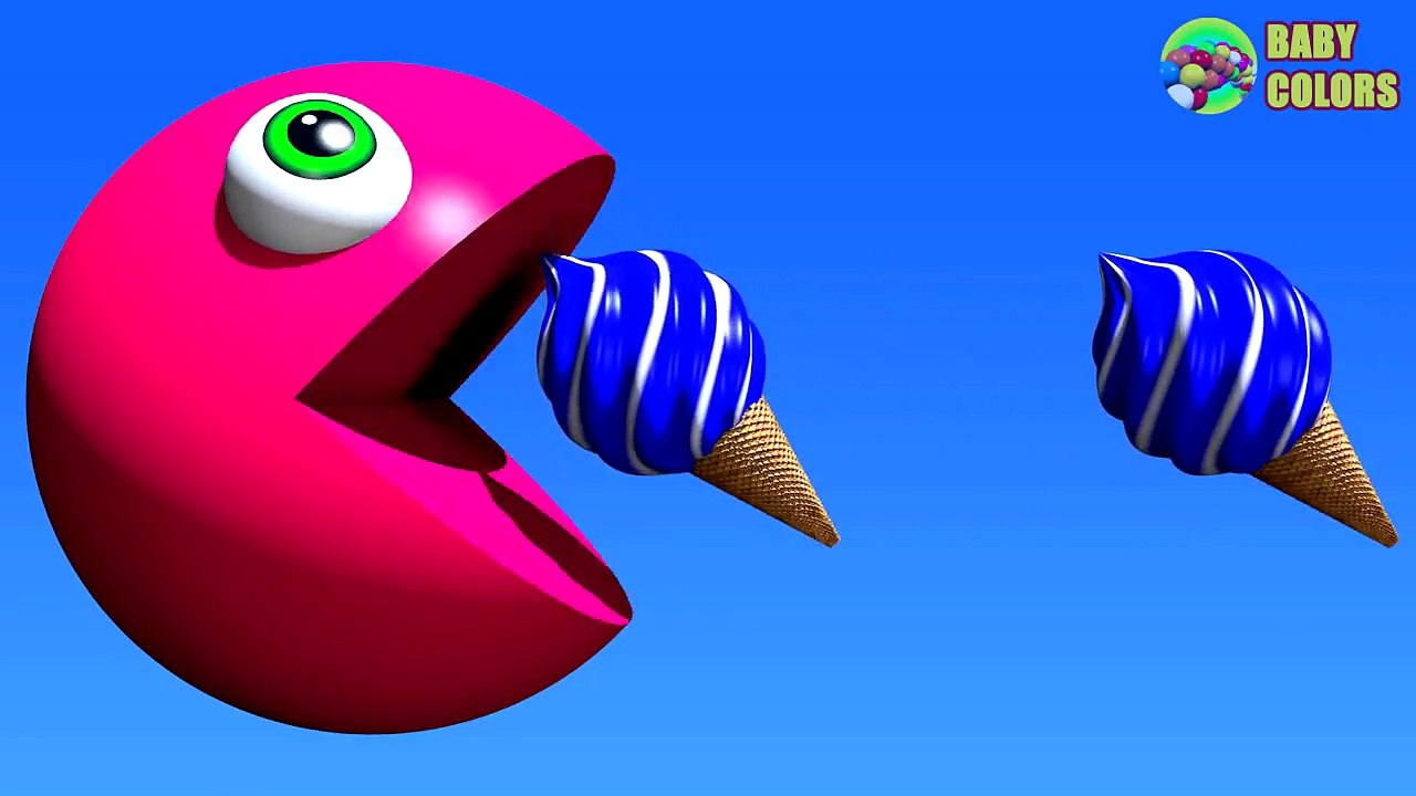 Learn COLORS With 3D ICE CREAM And PACMAN For Kids Babies Toddlers-RWiRc7L9XPY